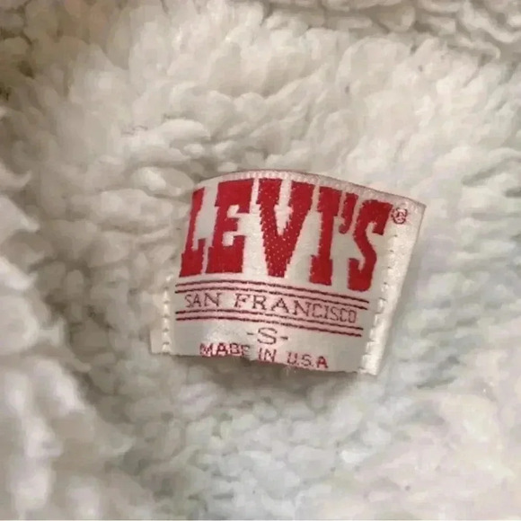 Vintage Unisex Levi’s Sherpa Jacket Raw Denim W Harley Davidson Patch - Picture 11 of 12